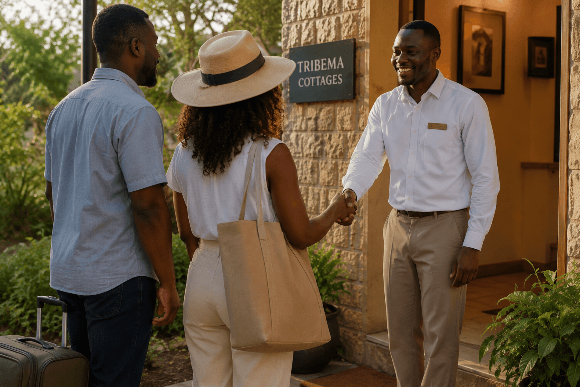 Guest checking in at Tribema Cottages boutique stay in Kenya