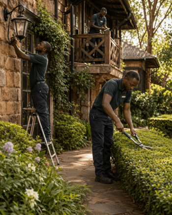 Tribema Cottages maintenance team caring for the Kenya property